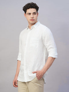 Men’s Linen Regular Fit Full Sleeve Shirt Blue
