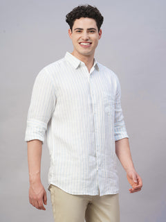 Men’s Linen Regular Fit Full Sleeve Shirt Blue