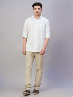 Men's 100% Linen Regular Fit Full Sleeves Shirt Blue
