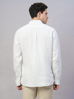 Men’s Linen Regular Fit Full Sleeve Shirt Blue
