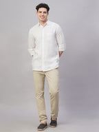 Men's 100% Linen Regular Fit Stripe Shirt Lilac