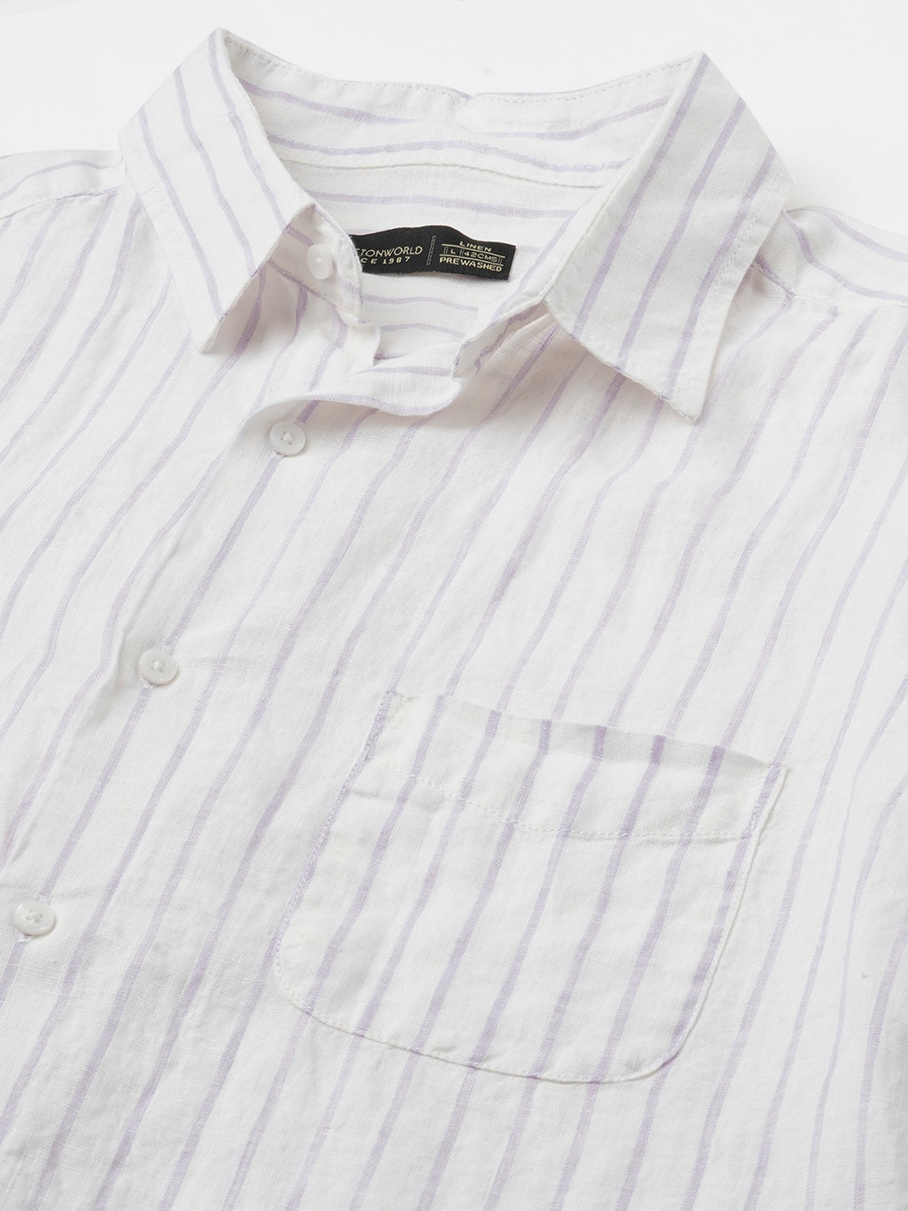 Men's 100% Linen Regular Fit Stripe Shirt Lilac