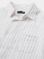 Men's 100% Linen Regular Fit Stripe Shirt Lilac
