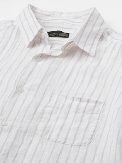 Men’s Linen Regular Fit Stripe Shirt Lilac
