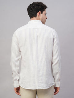 Men’s Linen Regular Fit Stripe Shirt Lilac