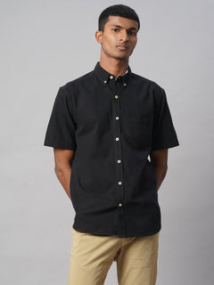 Men’s Cotton Regular Fit Oxford Shirt Black