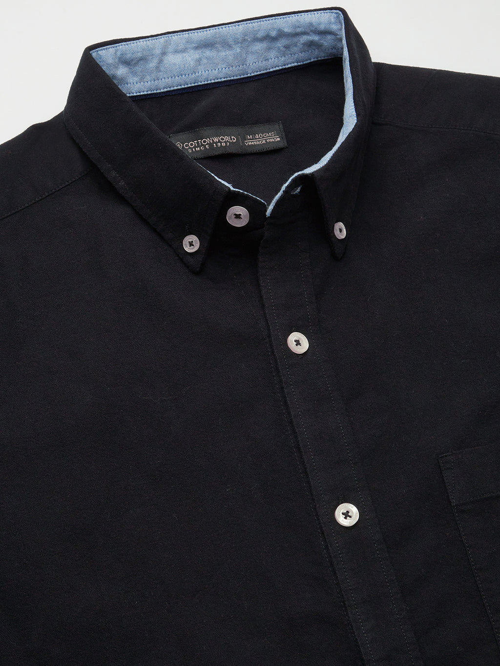 Men's Black Oxford 100% Cotton Regular Fit Shirt