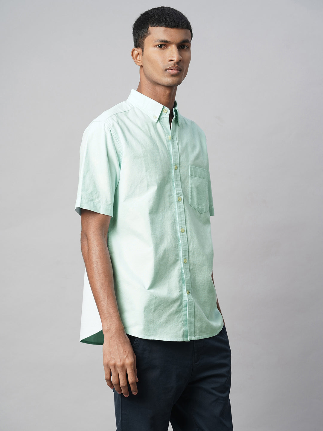 Men's Mint Oxford 100% Cotton Regular Fit Shirt