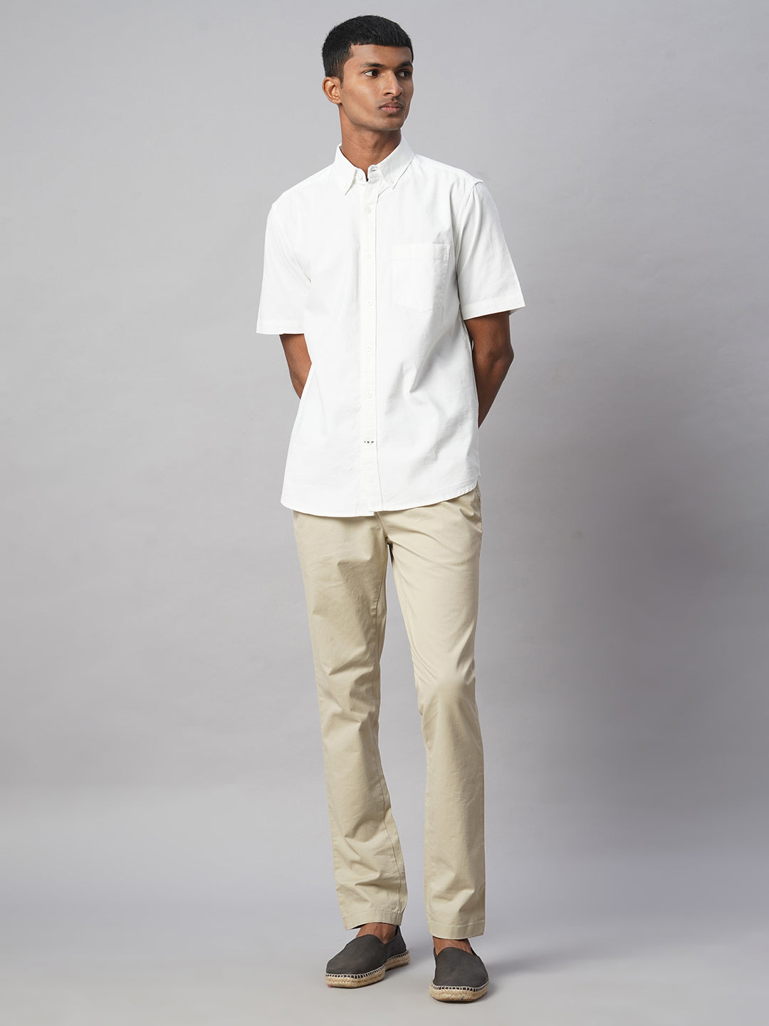 Men's White Oxford 100% Cotton Regular Fit Shirt