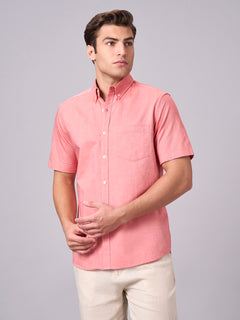 Men’s Cotton Regular Fit Half Sleeve Shirt Brick