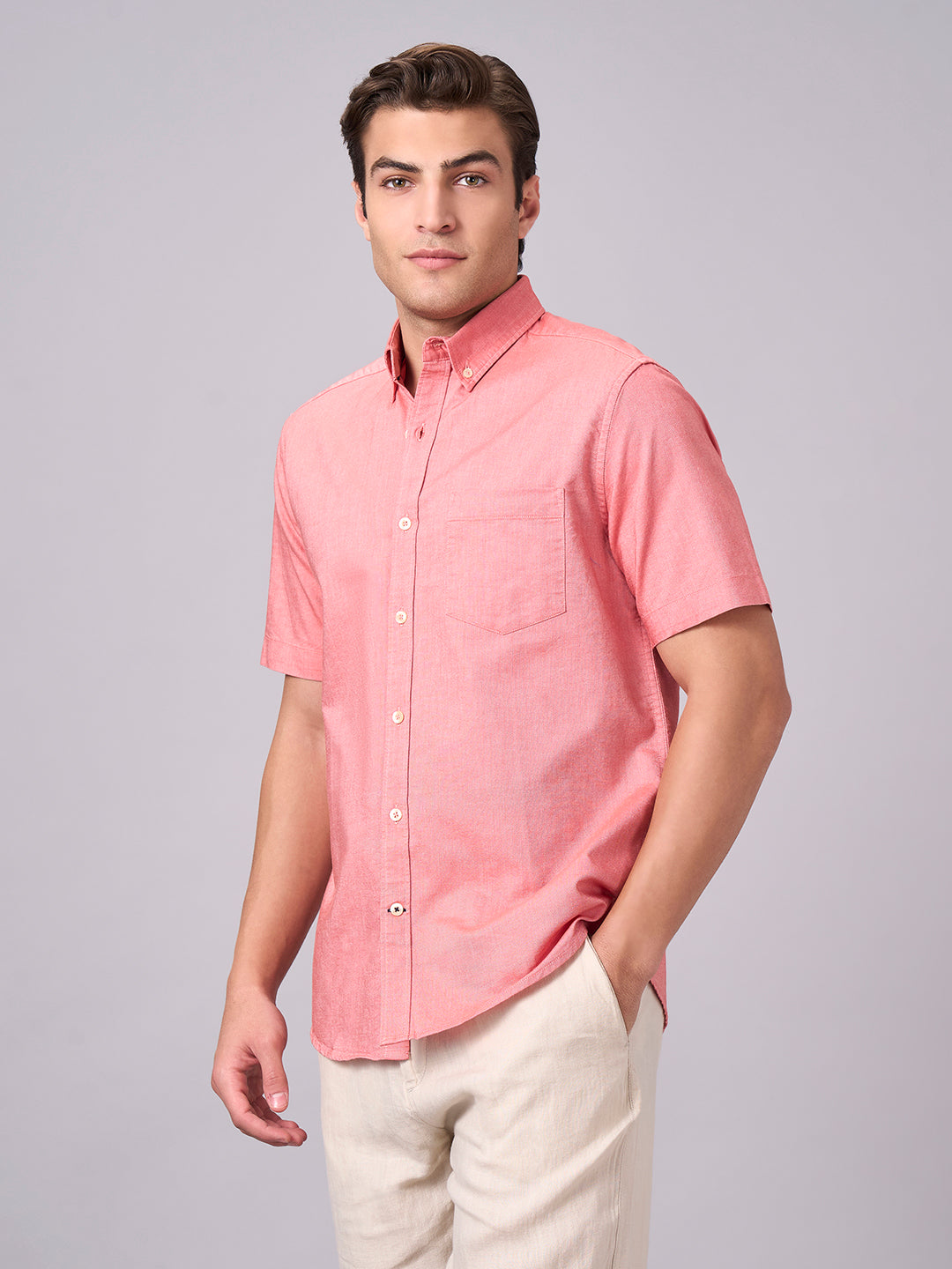 Men's Brick 100% Cotton Regular Fit Shirt