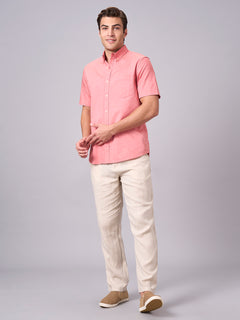 Men’s Cotton Regular Fit Half Sleeve Shirt Brick