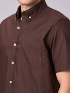 Men's Coffee 100% Cotton Regular Fit Shirt
