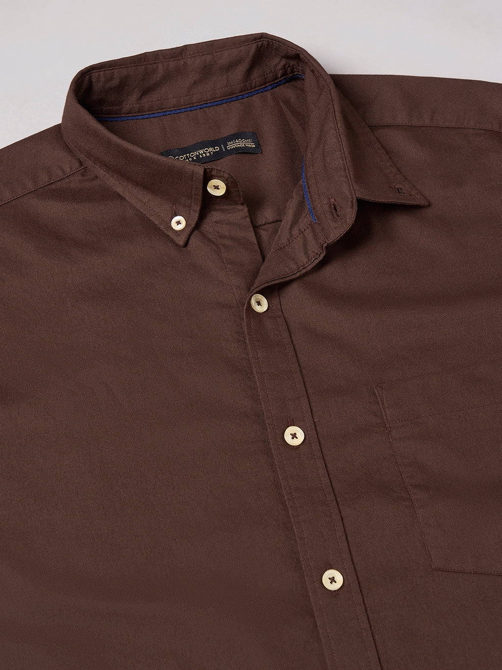Men's Coffee 100% Cotton Regular Fit Shirt