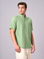 Men's Green 100% Cotton Regular Fit Shirt