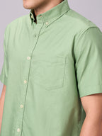 Men's Green 100% Cotton Regular Fit Shirt