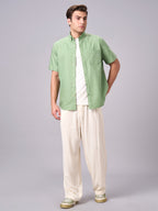 Men's Green 100% Cotton Regular Fit Shirt