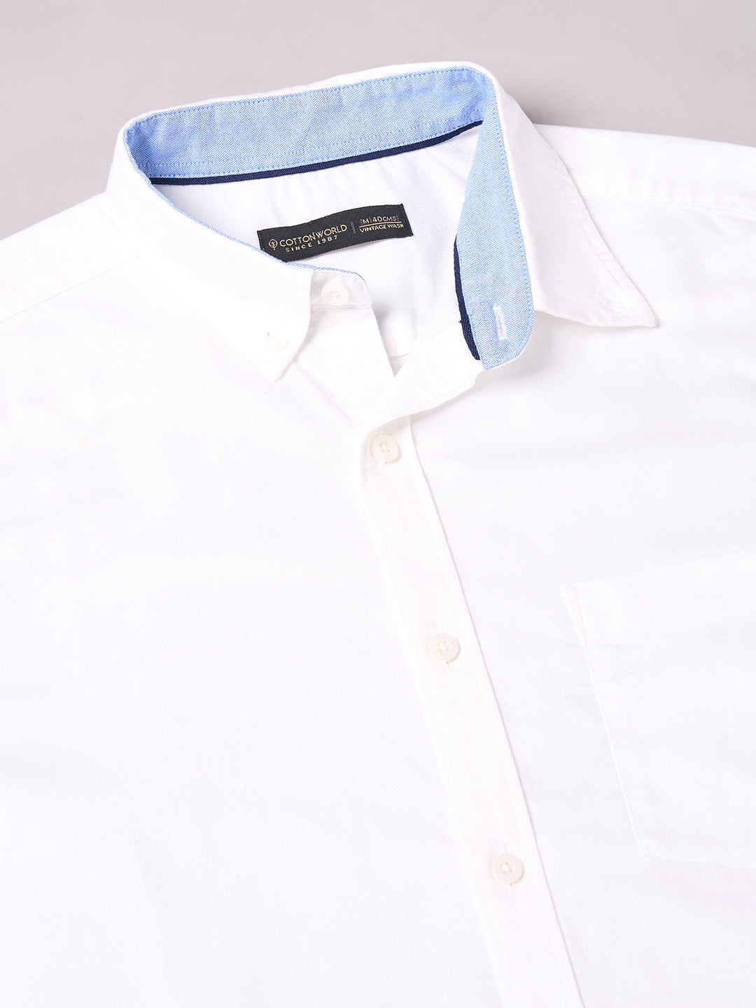 Men's White 100% Cotton Regular Fit Shirt