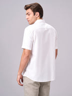 Men's White 100% Cotton Regular Fit Shirt