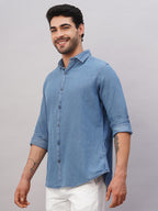 Men's Navy Cotton Slim Fit Shirt