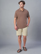 Men's Cotton Lycra Regular Fit Shorts Beige