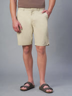 Men's Cotton Lycra Regular Fit Shorts Beige