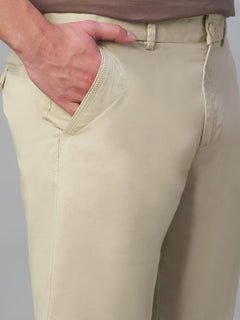 Men's Cotton Lycra Regular Fit Shorts Beige