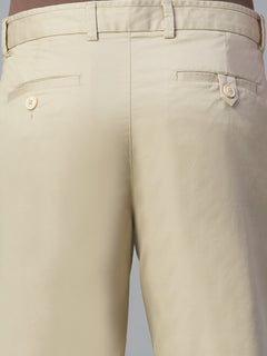 Men's Cotton Lycra Regular Fit Shorts Beige