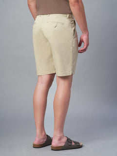 Men's Cotton Lycra Regular Fit Shorts Beige
