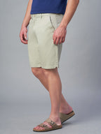 Men's Green Cotton Lycra Regular Fit Shorts Light