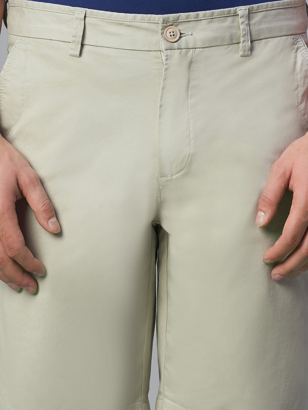 Men's Green Cotton Lycra Regular Fit Shorts Light