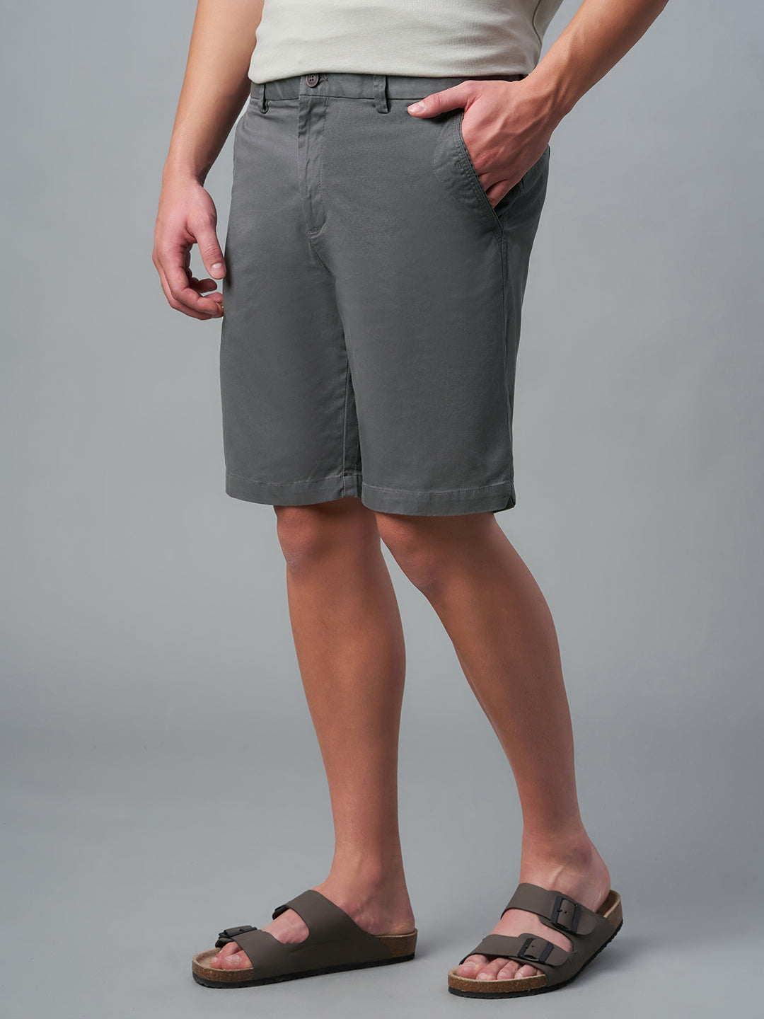 Men's Navy Cotton Lycra Regular Fit Shorts
