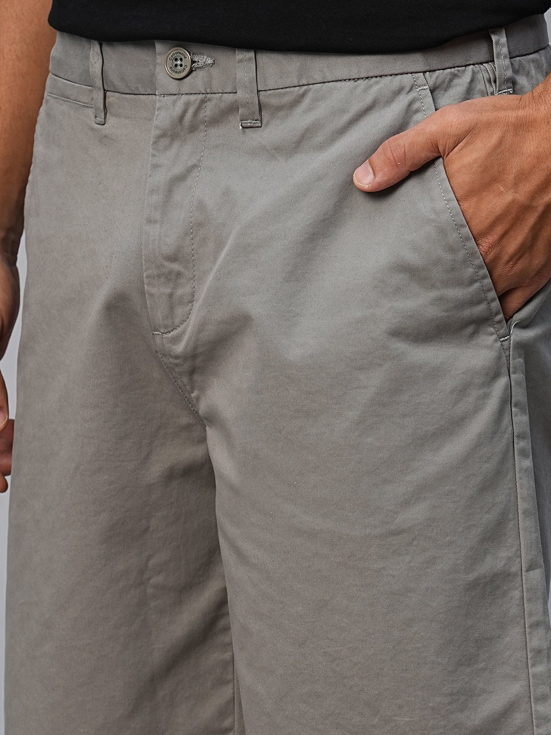 Men's Grey Cotton Lycra Regular Fit Shorts