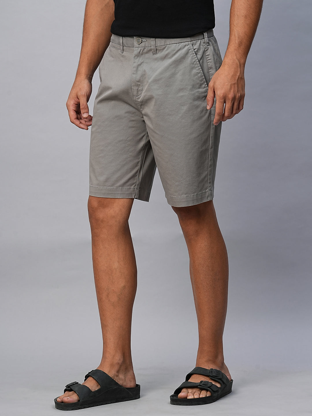 Men's Grey Cotton Lycra Regular Fit Shorts