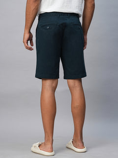 Men’s Cotton Lycra Regular Fit Button Zip Short Navy