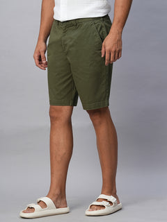 Men’s Cotton Lycra Regular Fit Longline Short Olive