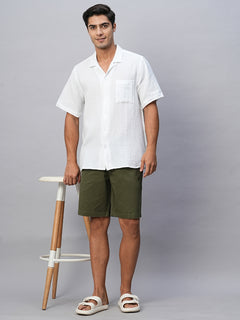Men’s Cotton Lycra Regular Fit Longline Short Olive