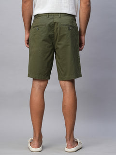 Men’s Cotton Lycra Regular Fit Longline Short Olive