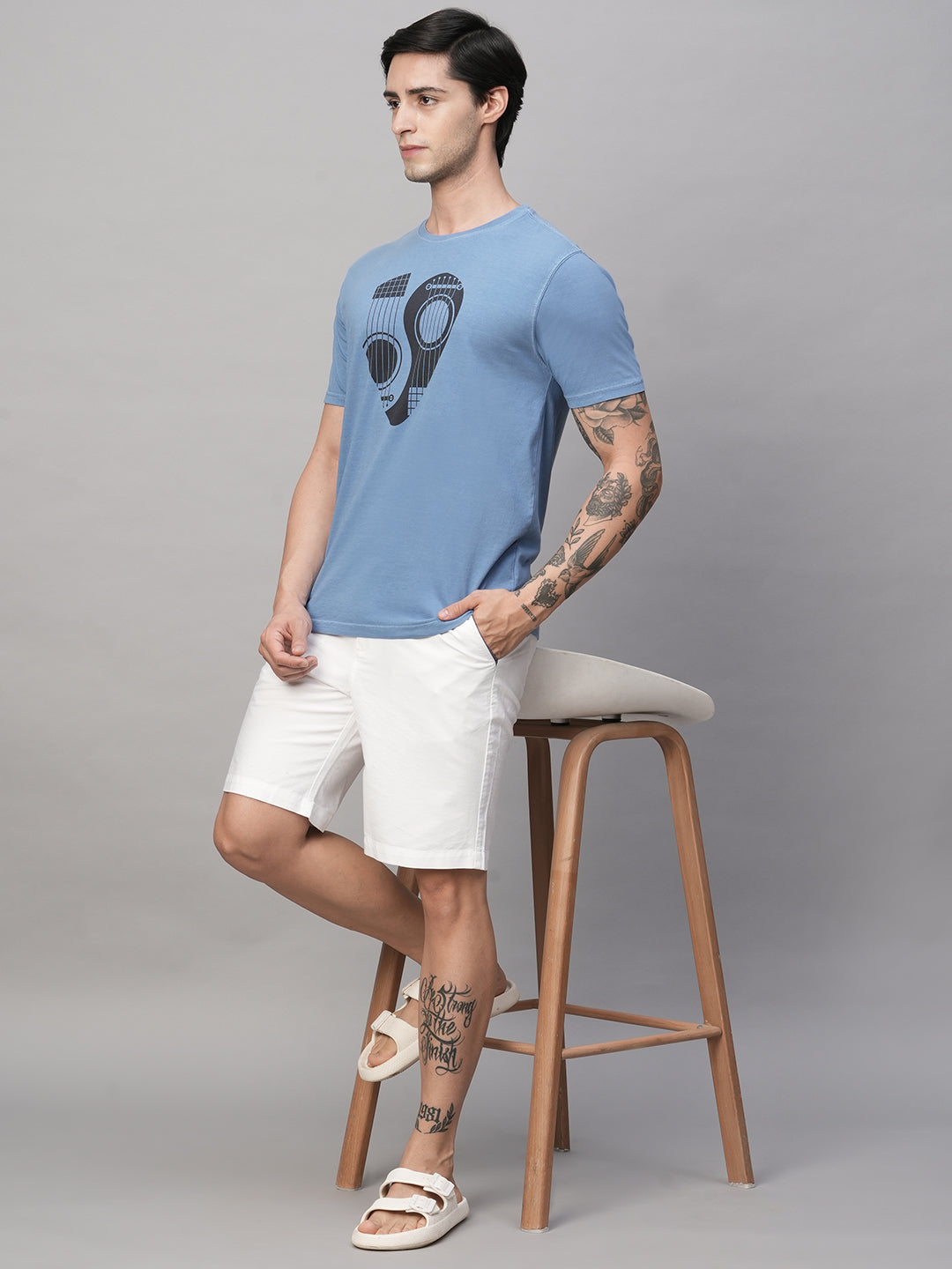 Men's White Cotton Regular Fit Shorts