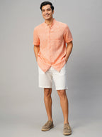 Men's White Linen Viscose Regular Fit Shorts