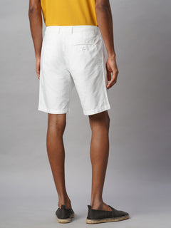 Men’s Cotton Regular Fit Button And Zip Closure Short White
