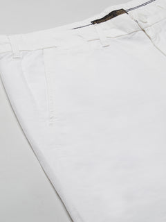 Men’s Cotton Regular Fit Button And Zip Closure Short White