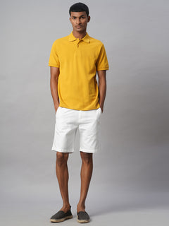 Men’s Cotton Regular Fit Button And Zip Closure Short White