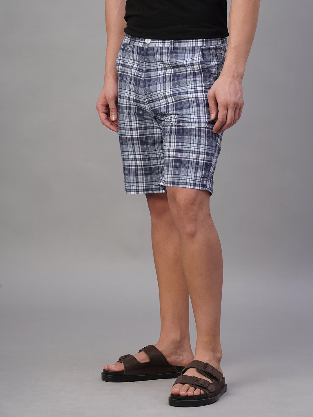 Men's Navy 100% Cotton Regular Fit Shorts