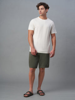Men's Linen Viscose Regular Fit Shorts Dark Olive
