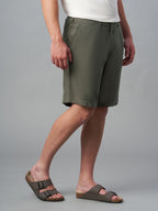 Men's Darkoliveg Linen Viscose Regular Fit Shorts