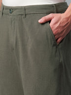 Men's Darkoliveg Linen Viscose Regular Fit Shorts