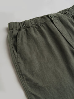 Men's Linen Viscose Regular Fit Shorts Dark Olive