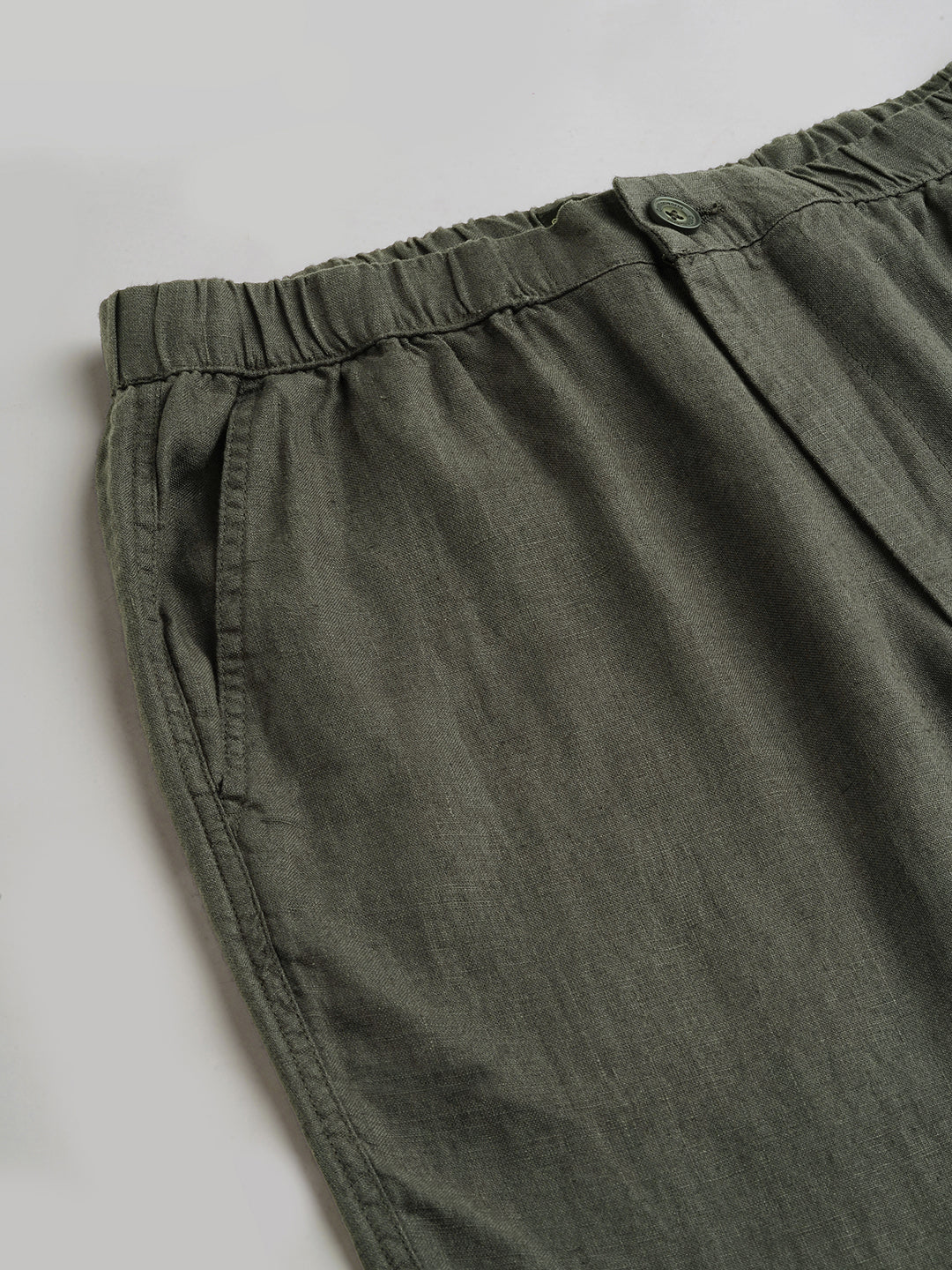 Men's Darkoliveg Linen Viscose Regular Fit Shorts