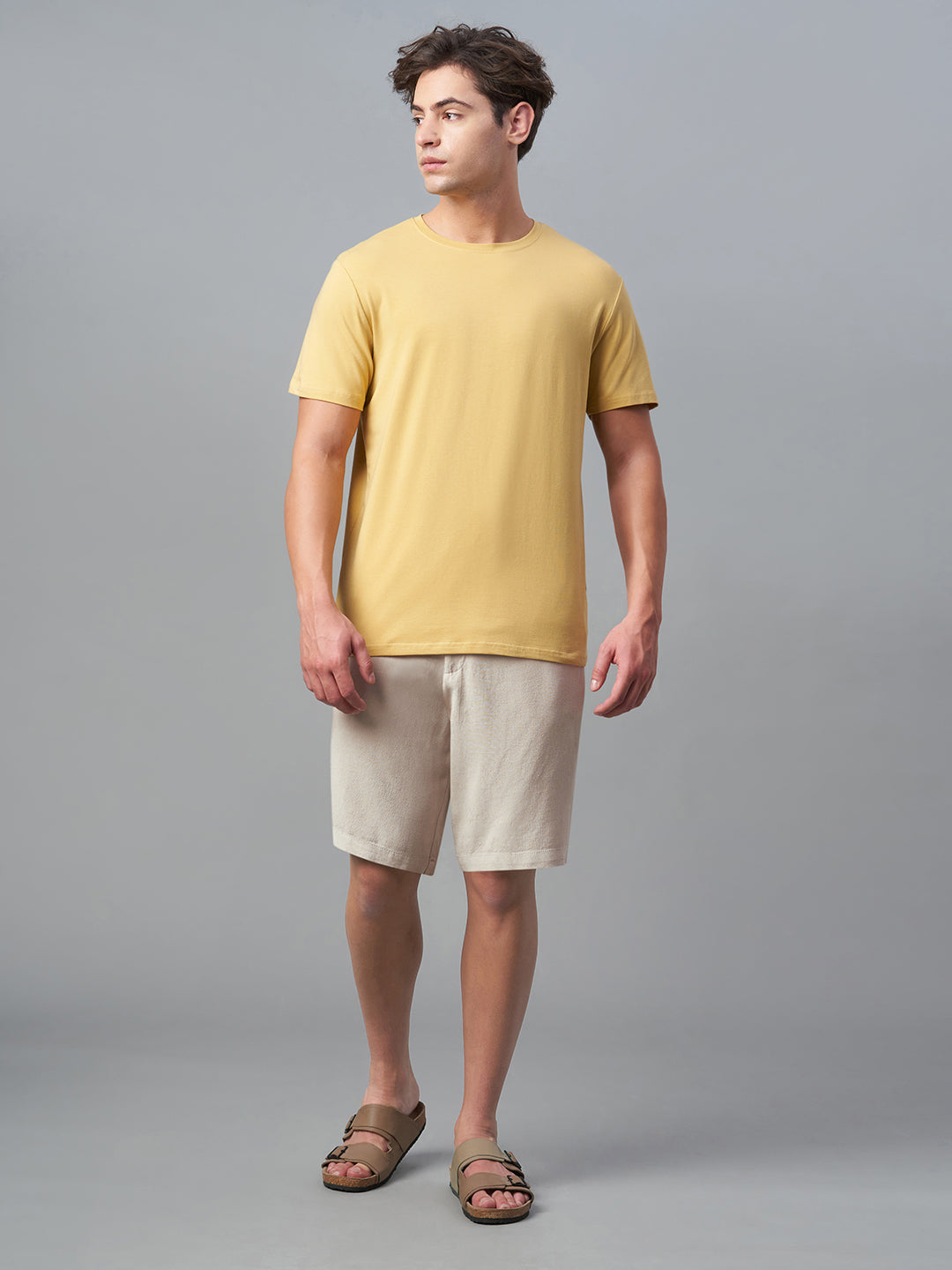 Men's Natural Linen Viscose Regular Fit Shorts